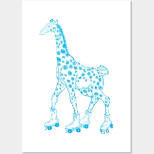 SEEMBO Giraffe Skating Roller Skates Skate Derby Fun Skater Posters and Art